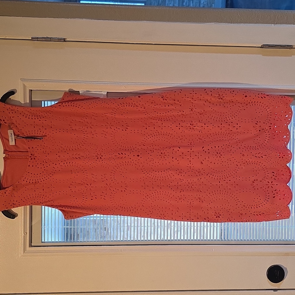 Calvin Klein Coral Eyelet Dress
